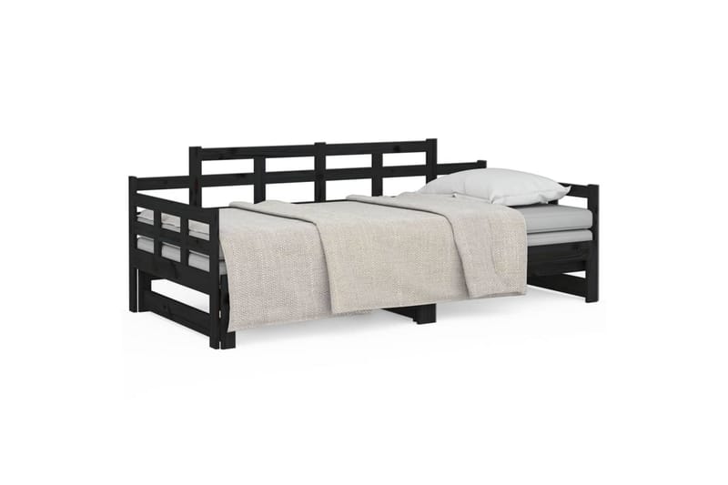 Päivävuode ulosvedettävä musta täysi mänty 2x (80x200) cm - Musta - Huonekalut - Sohva - Sohvasängyt