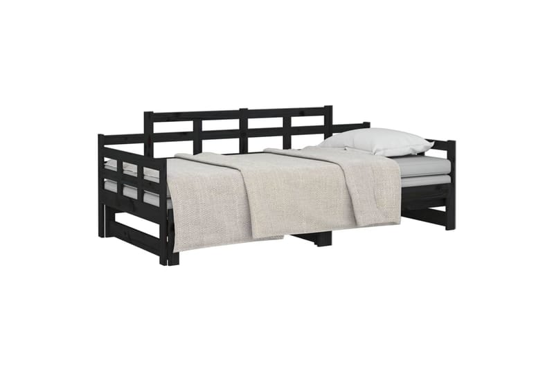 Päivävuode ulosvedettävä musta täysi mänty 2x (80x200) cm - Musta - Huonekalut - Sohva - Sohvasängyt