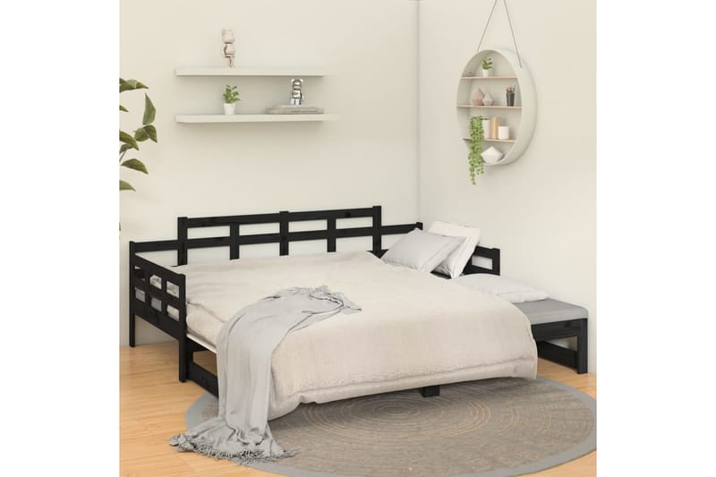 Päivävuode ulosvedettävä musta täysi mänty 2x (80x200) cm - Musta - Huonekalut - Sohva - Sohvasängyt