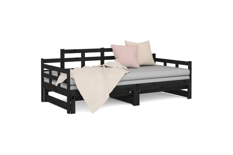 Päivävuode ulosvedettävä musta täysi mänty 2x (80x200) cm - Musta - Huonekalut - Sohva - Sohvasängyt