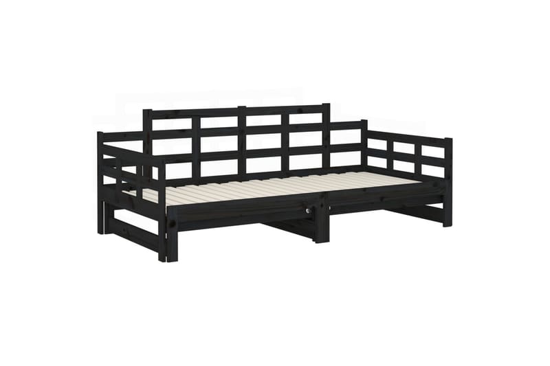 Päivävuode ulosvedettävä musta täysi mänty 2x (80x200) cm - Musta - Huonekalut - Sohva - Sohvasängyt