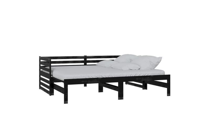 Päivävuode ulosvedettävä musta täysi mänty 2x (90x200) cm - Musta - Huonekalut - Sohva - Sohvasängyt