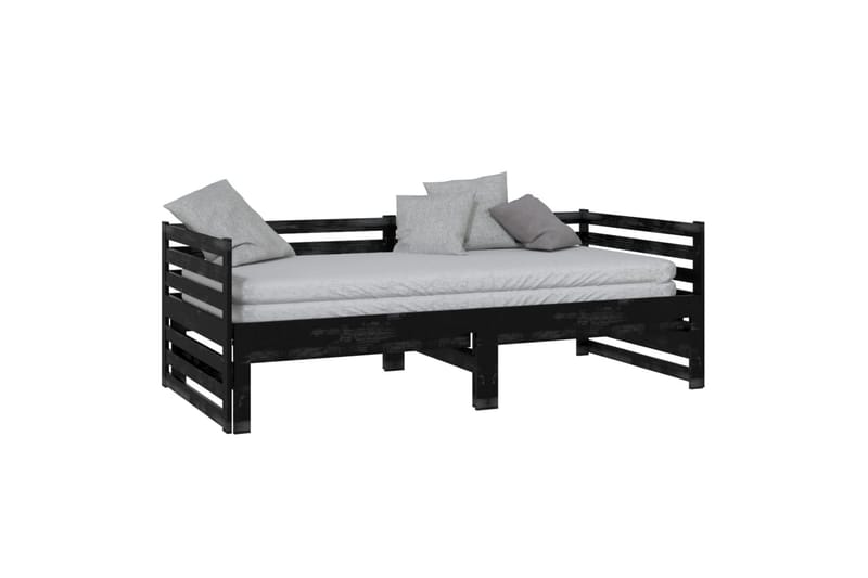 Päivävuode ulosvedettävä musta täysi mänty 2x (90x200) cm - Musta - Huonekalut - Sohva - Sohvasängyt