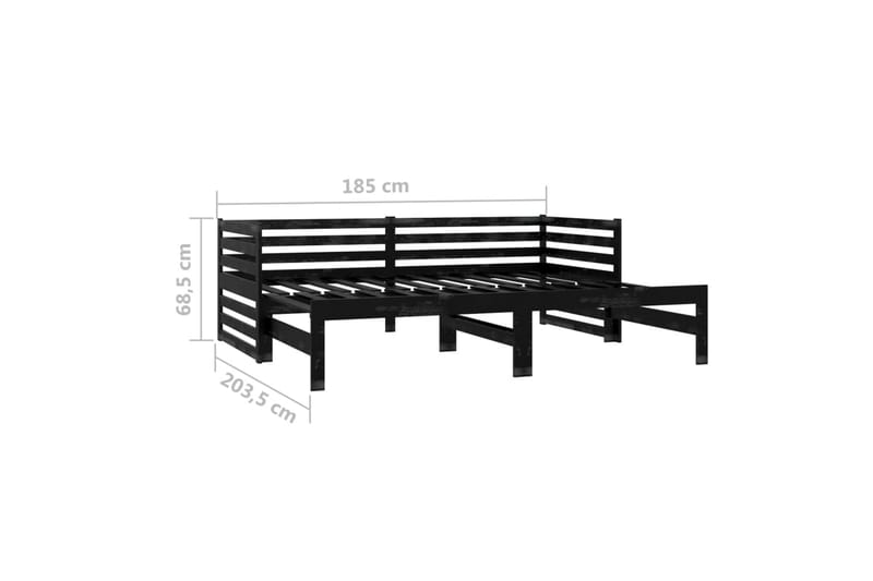 Päivävuode ulosvedettävä musta täysi mänty 2x (90x200) cm - Musta - Huonekalut - Sohva - Sohvasängyt