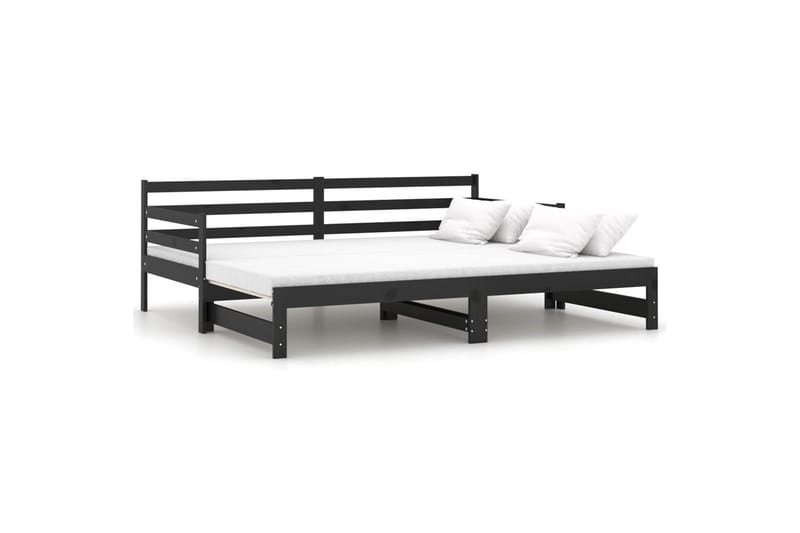 Päivävuode ulosvedettävä musta täysi mänty 2x (90x200) cm - Musta - Huonekalut - Sohva - Sohvasängyt