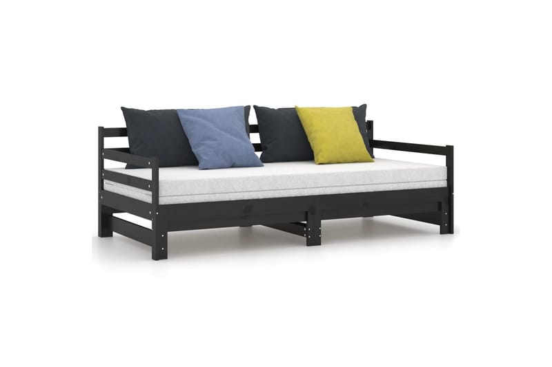 Päivävuode ulosvedettävä musta täysi mänty 2x (90x200) cm - Musta - Huonekalut - Sohva - Sohvasängyt