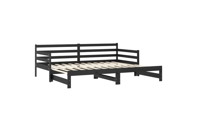 Päivävuode ulosvedettävä musta täysi mänty 2x (90x200) cm - Musta - Huonekalut - Sohva - Sohvasängyt