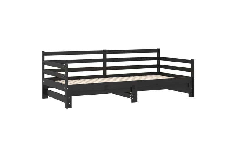 Päivävuode ulosvedettävä musta täysi mänty 2x (90x200) cm - Musta - Huonekalut - Sohva - Sohvasängyt