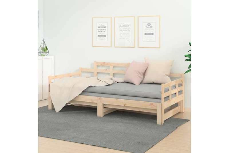 Päivävuode ulosvedettävä täysi mänty 2x (90x190) cm - Ruskea - Huonekalut - Sohva - Sohvasängyt