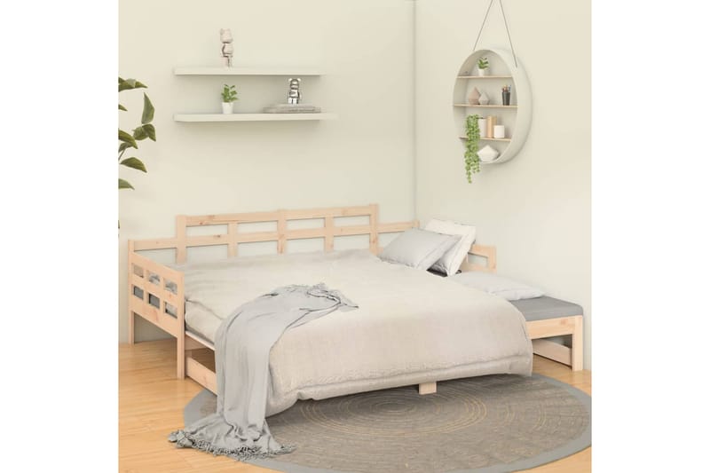 Päivävuode ulosvedettävä täysi mänty 2x (90x190) cm - Ruskea - Huonekalut - Sohva - Sohvasängyt