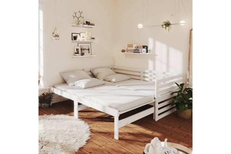 Päivävuode ulosvedettävä valkoinen täysi mänty 2x(90x200) cm - Valkoinen - Huonekalut - Sohva - Sohvasängyt