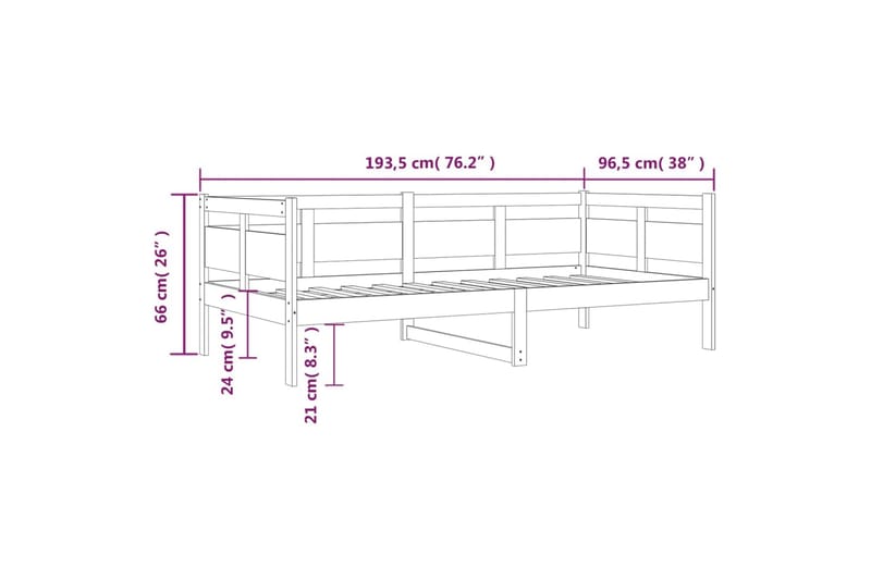 Sohvasänky täysi mänty 90x190 cm - Ruskea - Huonekalut - Sohva - Sohvasängyt