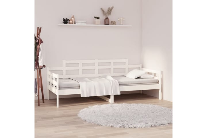 Sohvasänky valkoinen täysi mänty 80x200 cm - Valkoinen - Vuodesohva
