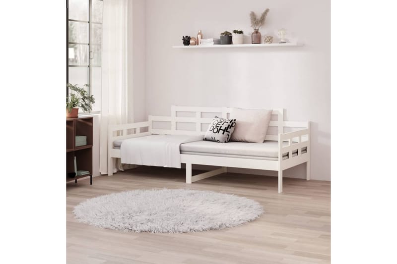 Sohvasänky valkoinen täysi mänty 90x200 cm - Valkoinen - Huonekalut - Sohva - Sohvasängyt