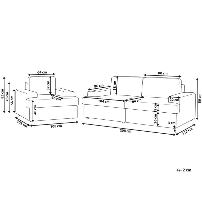 Sohvasetti Alla - Harmaa - Huonekalut - Sohva - Sohvaryhmä