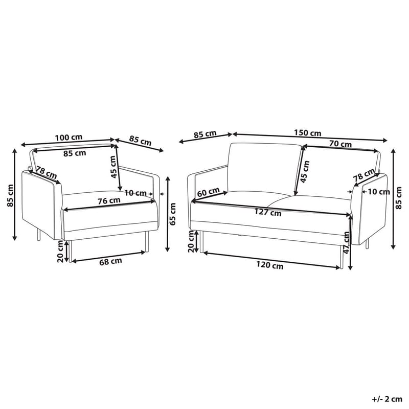 Sohvasetti Breda - Roosa, Musta - Huonekalut - Tuoli & nojatuoli - Nojatuoli & lepotuoli