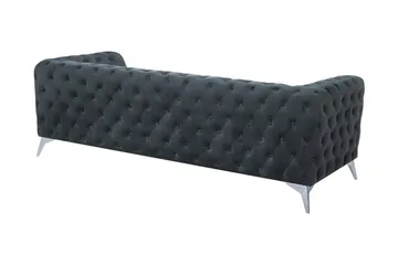 Sotra syvä Chesterfield samettisohva - Harmaa - Huonekalut - Sohva - 3:n istuttava sohva