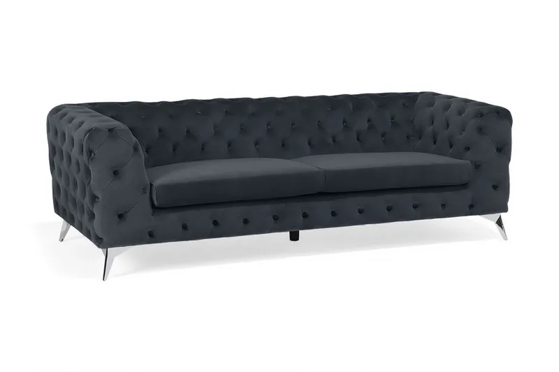 Sotra syvä Chesterfield samettisohva, Harmaa