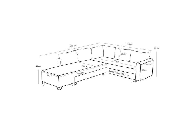 Sufian Corner vuodesohva 4 istuttava - Beige - Huonekalut - Sohva - Vuodesohva