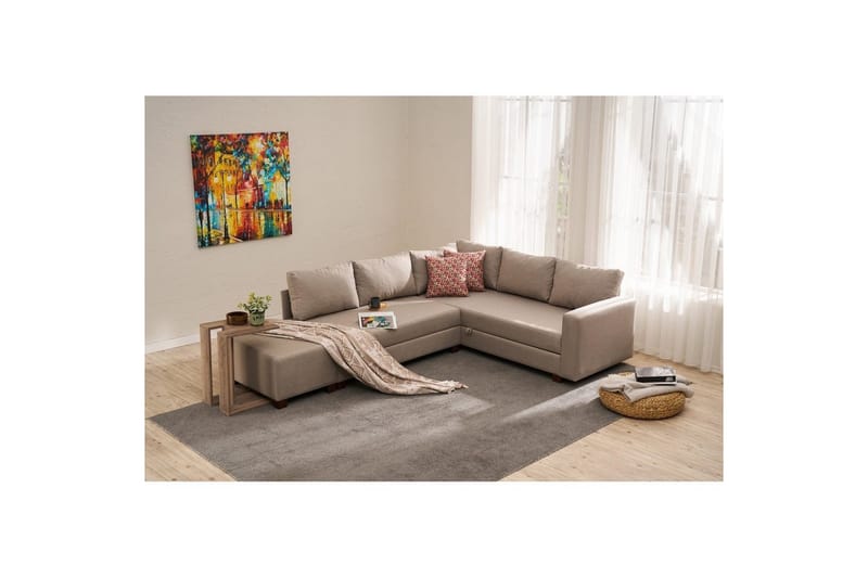 Sufian Corner vuodesohva 4 istuttava - Beige - Huonekalut - Sohva - Vuodesohva