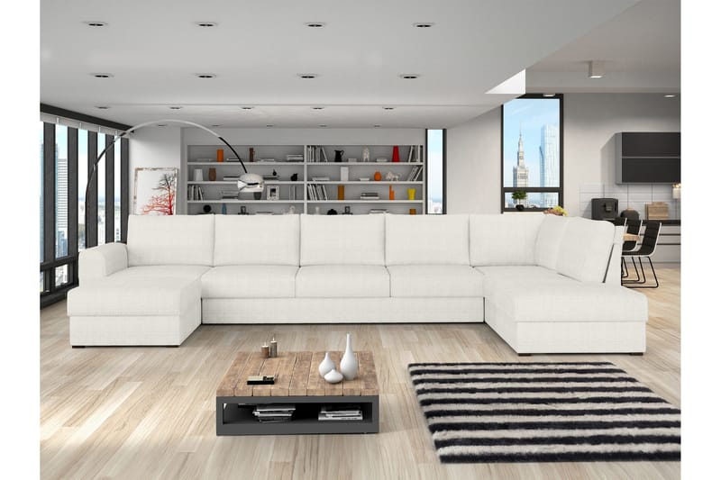 Taberk sohva divaanilla ja säilytystuolilla, 5-ist. - Valkoinen - Huonekalut - Sohva - Divaanisohva