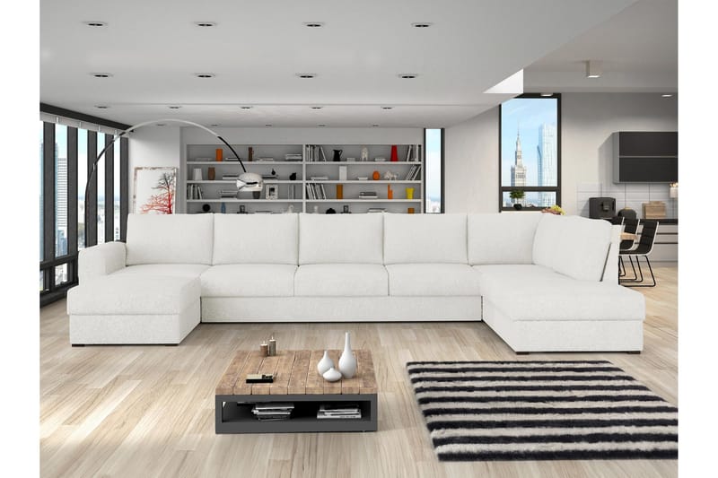 Taberk sohva divaanilla ja säilytystuolilla, 5-ist. - Valkoinen - Huonekalut - Sohva - Divaanisohva