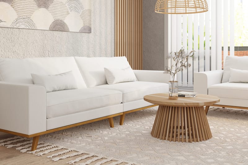 Tavallinen sohva ilman divaania ja šezlongia Scandinavian Choice Copenhagen 4-istuttava sohva Ace 1, valkoinen kangas Tammi - Huonekalut - Sohva - 4:n istuttava sohva
