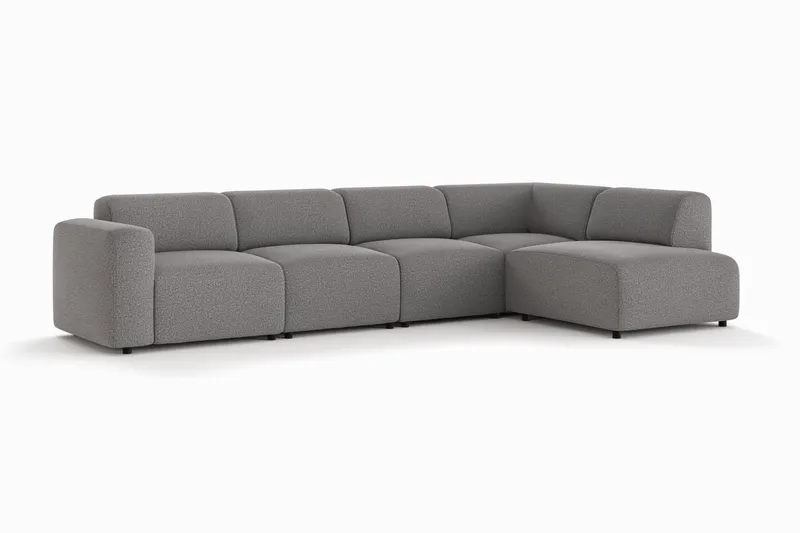 Torvasen 5-istuttava sohva oikealla divaanilla, kangas - Harmaa - Huonekalut - Sohva - Divaanisohva