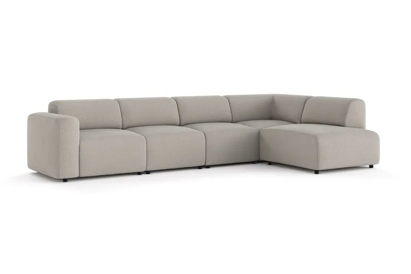 Torvasen 5-istuttava sohva oikealla divaanilla, kangas - Vaaleanharmaa - Huonekalut - Sohva - Divaanisohva