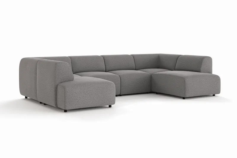 Torvasen 6-istuttava sohva tupladivaanilla, kangas - Harmaa - Huonekalut - Sohva - Divaanisohva