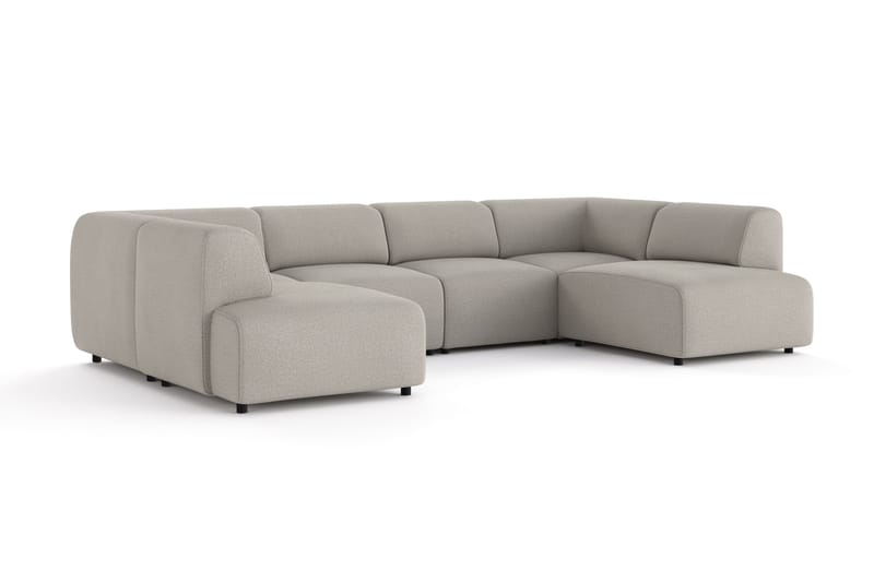 Torvasen 6-istuttava sohva tupladivaanilla, kangas - Vaaleanharmaa - Huonekalut - Sohva - Divaanisohva