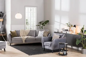 Trend 3-istuttava Samettisohva - Vaaleanharmaa - Huonekalut - Sohva - 3:n istuttava sohva