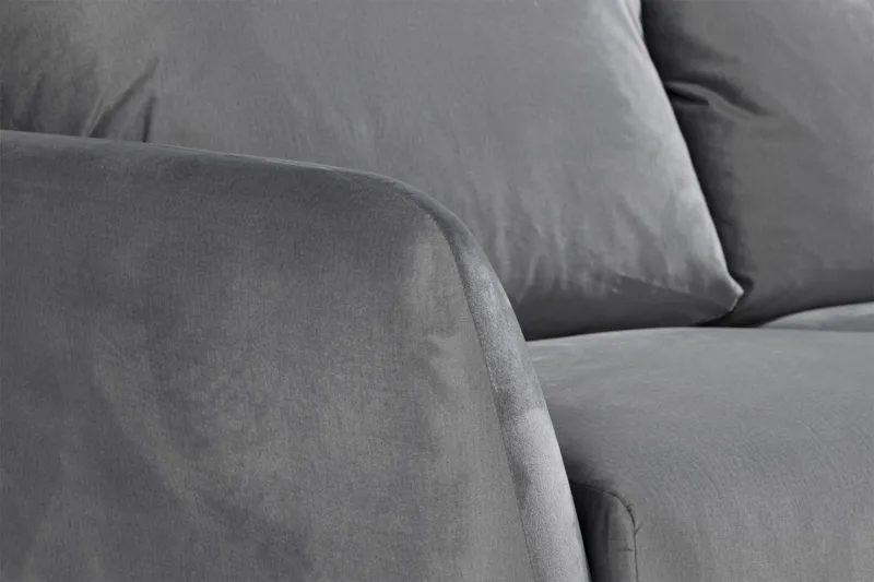 Trend 3-istuttava Samettisohva - Vaaleanharmaa - Huonekalut - Sohva - 3:n istuttava sohva
