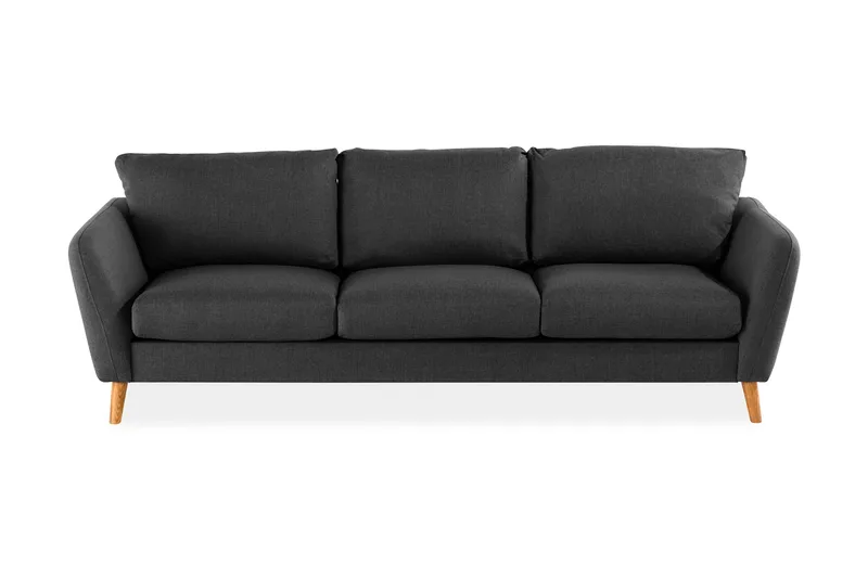 Trend 3-istuttava sohva 218 cm kaarevilla käsinojilla kangasta, Harmaa|Musta