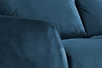 Trend 3-istuttava suorakulmainen samettisohva kaarevilla käsinojilla - Sininen - Huonekalut - Sohva - 3:n istuttava sohva
