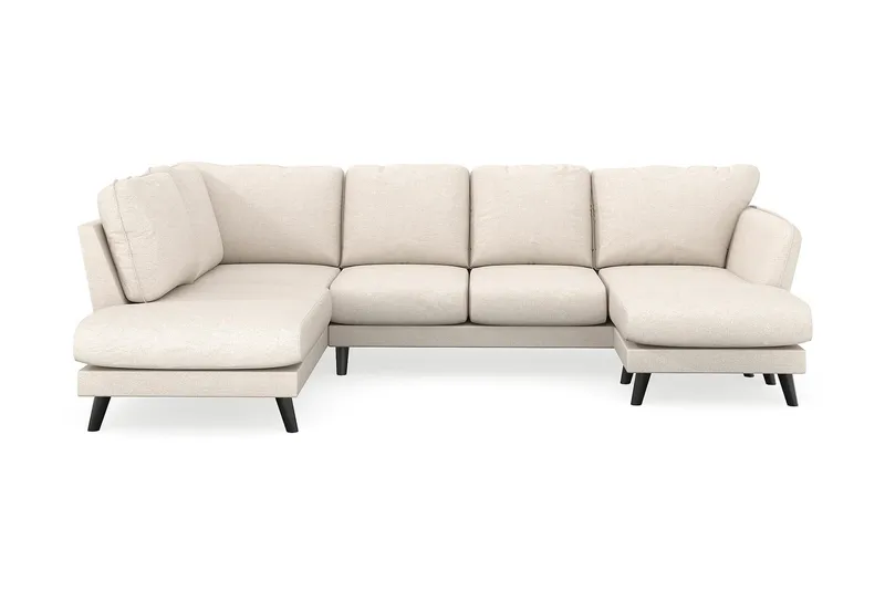 Trend Lyx 4-istuttava Oikeakätinen U-muotoinen Sohva Divaanilla ja Divaanituolilla Kankaalla, Beige