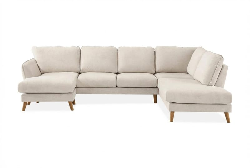 Trend Lyx 4-istuttava Oikeakätinen U-muotoinen Sohva Divaanilla ja Divaanituolilla Kankaalla, Beige