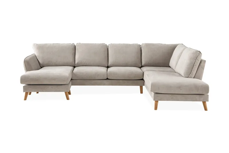 Trend Lyx 4-istuttava Oikeakätinen U-muotoinen Sohva Divaanilla ja Divaanituolilla Kankaalla, Beige