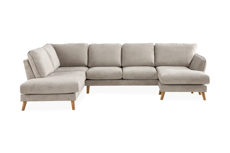 Trend Lyx 4-istuttava Vasenkätinen U-muotoinen Sohva Divaanilla ja Divaanituolilla Kankaalla, Beige