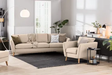 Trend Sohvaryhmä 3-istuttava + 2-istuttava Kangassohva - Beige - Huonekalut - Sohva - Sohvaryhmä