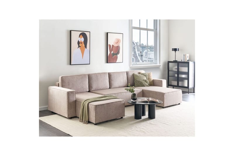 U-formad soffa Beliani Vatne Beige/svart Brown||Black - Huonekalut - Sohva - Sohvaryhmä