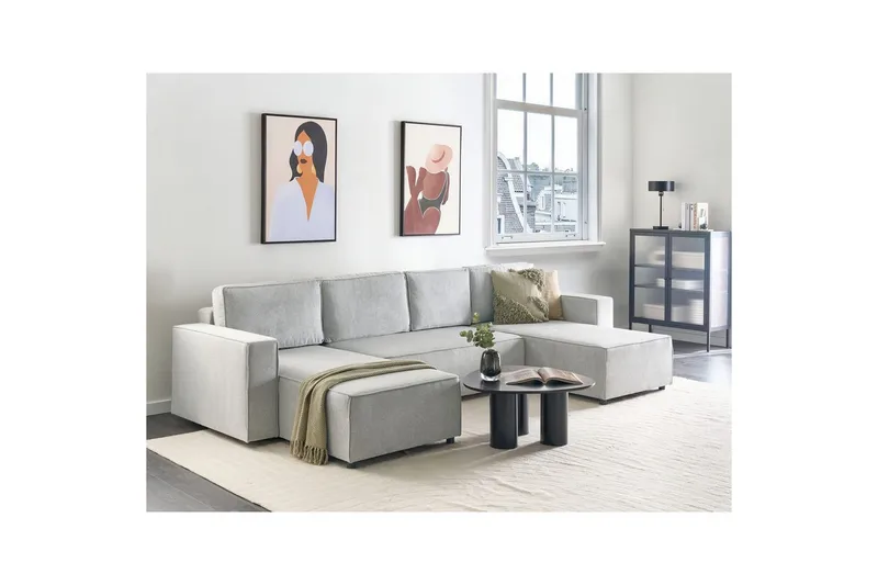 U-formad soffa Beliani Vatne Beige/svart Grey||Black - Huonekalut - Sohva - Sohvaryhmä