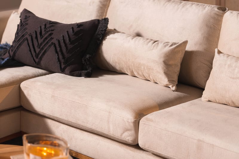 Copenhagen 5-istuttava Oikeakätinen U-muotoinen Large Sohva Divaanilla ja Divaanituolilla Sametilla - Beige - Huonekalut - Sohva - U-Sohva