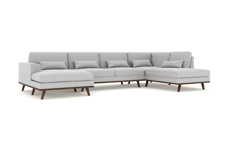 Copenhagen 5-istuttava Oikeakätinen U-muotoinen Sohva Divaanilla ja Divaanituolilla Kankaalla - Harmaa - Huonekalut - Sohva - U-Sohva