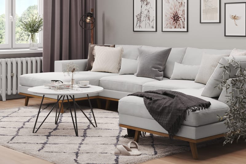 Copenhagen 5-istuttava Oikeakätinen U-muotoinen Sohva Divaanilla ja Divaanituolilla Kankaalla - Harmaa - Huonekalut - Sohva - U-Sohva