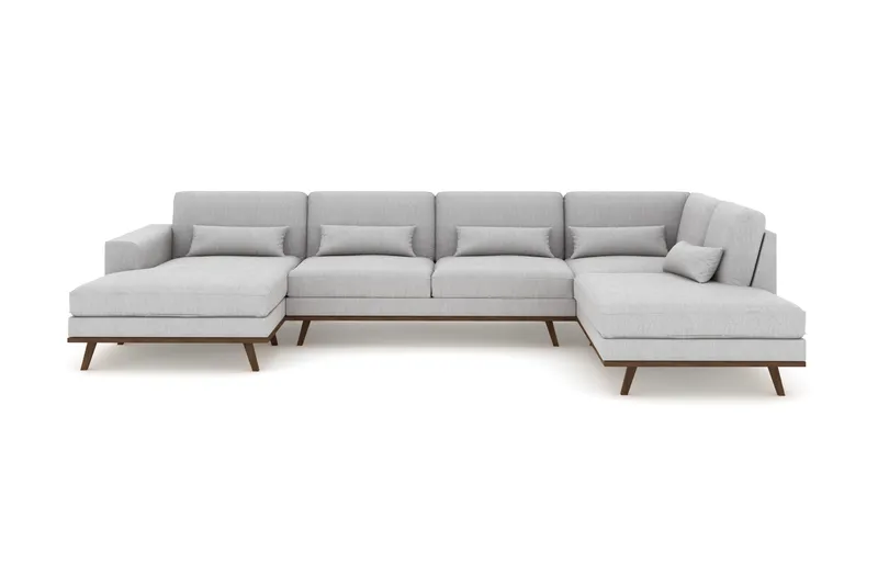Copenhagen 5-istuttava Oikeakätinen U-muotoinen Sohva Divaanilla ja Divaanituolilla Kankaalla - Harmaa - Huonekalut - Sohva - U-Sohva