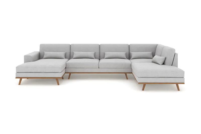 Copenhagen 5-istuttava Oikeakätinen U-muotoinen Sohva Divaanilla ja Divaanituolilla Kankaalla - Harmaa - Huonekalut - Sohva - U-Sohva