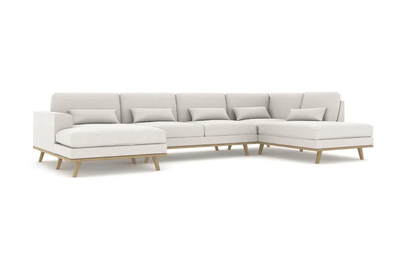 Copenhagen 5-istuttava Oikeakätinen U-muotoinen Sohva Divaanilla ja Divaanituolilla Kankaalla - Vaaleanharmaa - Huonekalut - Sohva - U-Sohva