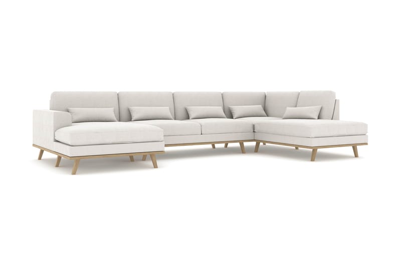 Copenhagen 5-istuttava Oikeakätinen U-muotoinen Sohva Divaanilla ja Divaanituolilla Kankaalla - Vaaleanharmaa - Huonekalut - Sohva - U-Sohva