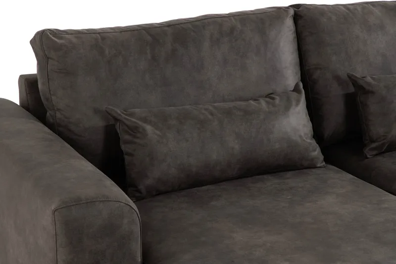 Copenhagen 5-istuttava Oikeakätinen U-muotoinen Sohva Divaanilla ja Divaanituolilla Keinonahkalla - Tummanharmaa - Huonekalut - Sohva - U-Sohva